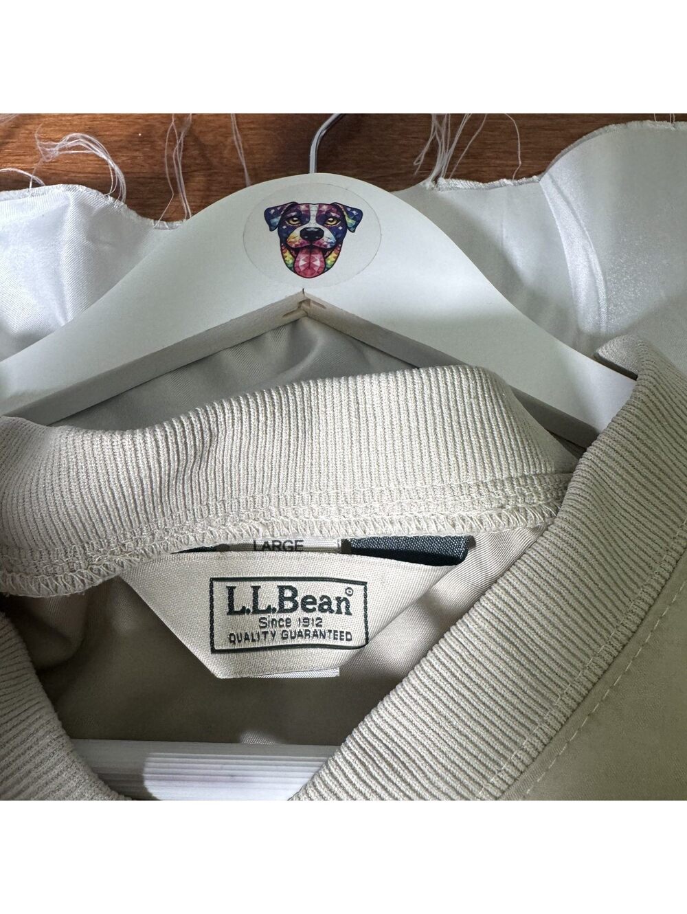 Vintage L.L.Bean Men's Wind Pullover V-Neck Shirt Tan Size Large Made in USA - Picture 5 of 7